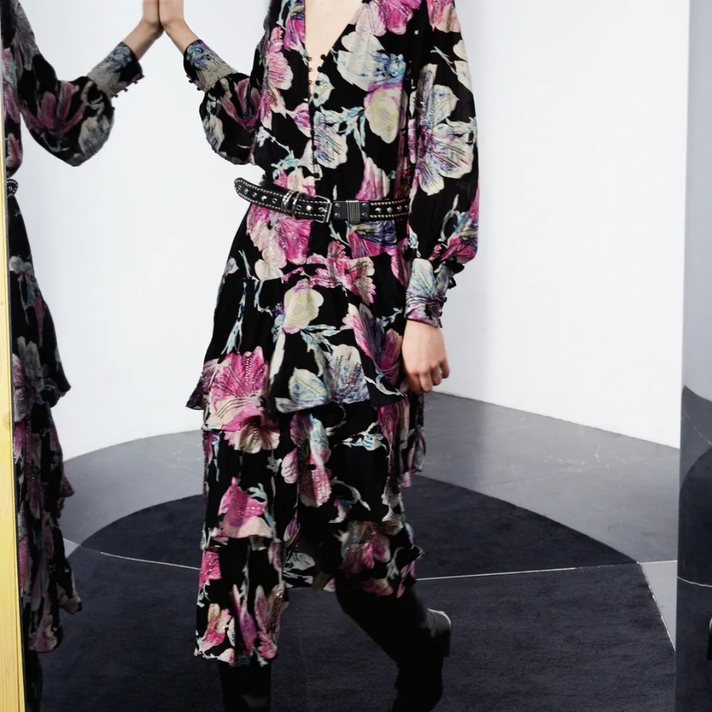 The Kooples -Floral Long sleeved, Tiered Dress - Size 2